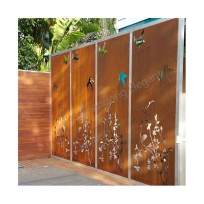 China Customized Metal Stocked Screens Decorative Corten Steel Garden Metal Screen for sale