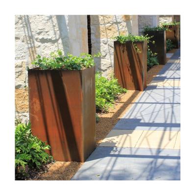 China Modern Factory Customize Rectangular Corten Steel Flower Planter High Corten Steel Planter for sale