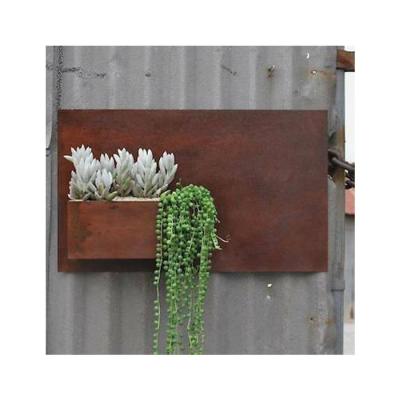 China Modern Factory Customize Laser Cut Rectangular Wall Hanging Garden Planter Flower Pot Corten Steel Planter Box for sale