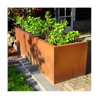 China Modern Factory Customize Outdoor Rectangular Corten Steel Garden Planter Corten Steel Garden Planter for sale