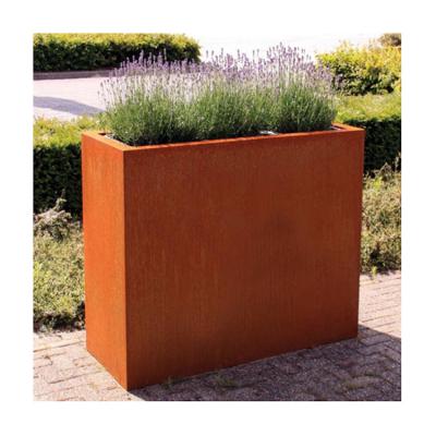 China Modern Plant Customize Large Decoration Square Rusty Corten Steel Tree Plant Pot for sale