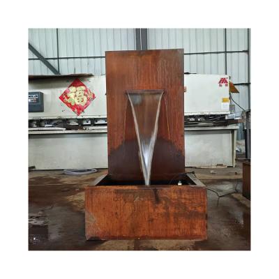 China Minimalist Custom Design Garden Waterfall Corten Steel Pond Water Feature for sale