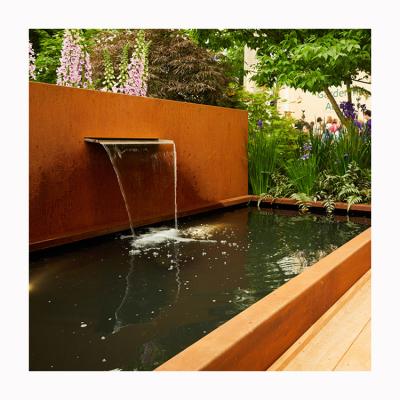 China Minimalist Customized Large Modern Outdoor Water Fountains Corten Steel Water Fountain for sale