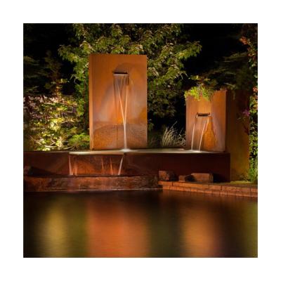 China Minimalist Custom Waterfall Fountain Corten Steel Landscape Waterscape for sale