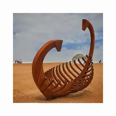 China Minimalist Customized Modern Rusty Art Craft Laser Cutting Art Gift Corten Steel Crafts for sale