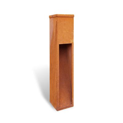 China Minimalist Customized Light Box Rusty Steel Corten Light Column for sale