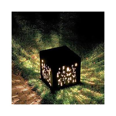 China Minimalist Customized Decorative Garden Square Lighting Corten Steel Light Boxes for sale