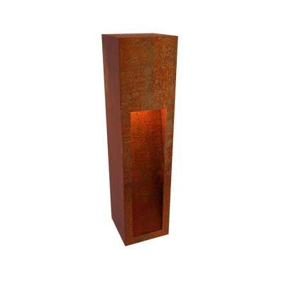 China Minimalist Customized Modern Corten Steel Lantern Decoration Corten Steel Light Box for sale