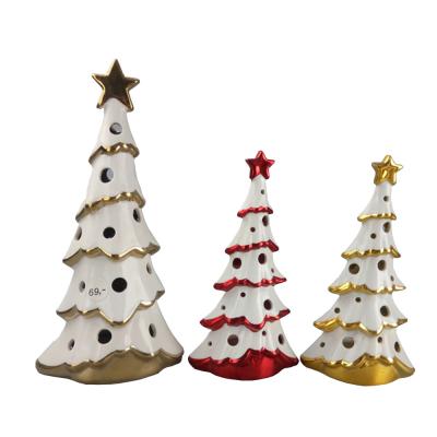 China Modern Hot Selling Ceramic Tree With Led Light Christmas Decoration Colors Tree Gifts for sale