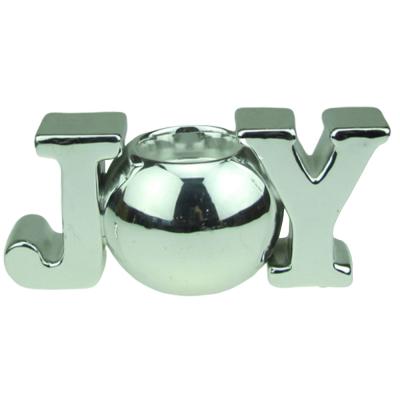 China Handcrafted letters shape silver to plate ceramic candle holder for home decoration for sale