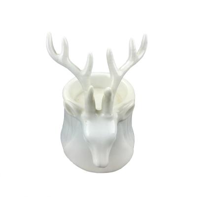 China Christmas hand made ceramic candle holder with elk design for sale