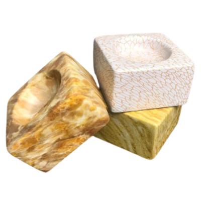 China Home Decoration Marble Printed Ceramic Square Candle Holder for sale