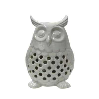 China China factory direct sale craft owl ceramic white candle holder for decoration for sale