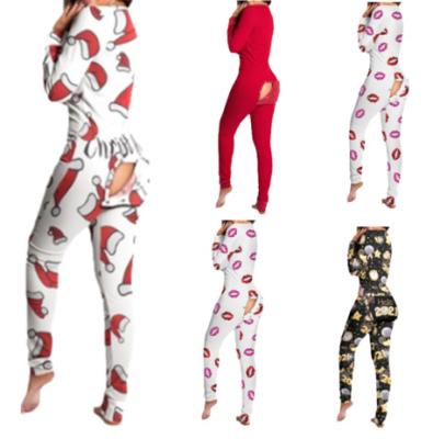 China Wholesale Sexy QUICK DRY Female Christmas Onesie New Year Winter Romper Adult Women Pajama Overalls With Butt Fin for sale