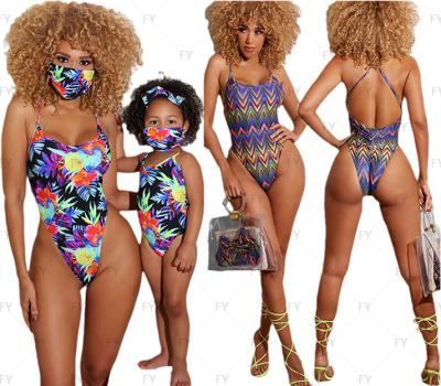 China Wholesale Custom Women Beach Mommy and Me QUICK DRY QUICK DRY Print Designer Swimsuits Parent-child Swimwear Matching Bikini Wear for sale