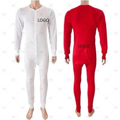 China Soft Comfortable QUICK DRY white 100% cotton onesie soft custom plus size onesie pajamas for men long jumpsuit with butt fin for sale