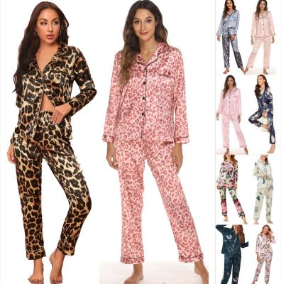 China Cheap Long Sleeve Panty QUICK DRY QUICK DRY Lounge Wear Set Printed Two Pieces Womens Sleepwear Satin Pajamas For Women for sale