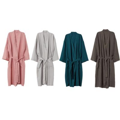 China Long Collar 100% Custom Lady Bathrobe Women Linen Homewear Bathrobe Robe High Quality Wholesale QUICK DRY QUICK DRY Shawl Robe for sale