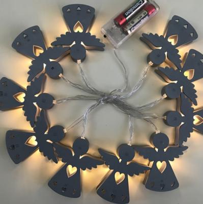 China 006 New Arrivals Battery Operated LED Wooden Angel Christmas String Light for sale