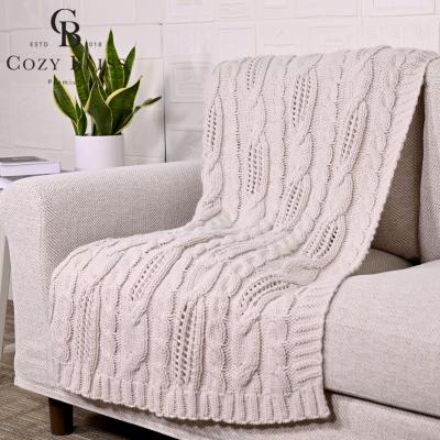 China Bliss Amazon Hot Sales Cozy Anti-Static Cable Knit Designer Blankets Custom Chunky Knit Throw Blanket Blanket for sale