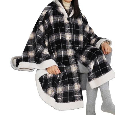 China Relax Bliss Super Soft Milky Powder Cozy Plush Sherpa Wearable Covering Poncho for Adults and Kids for sale