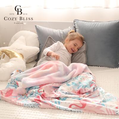 China Bliss New Arrival Kids Children Baby Pom Pom Blanket Polyester Comforter Anti-Static Cozy Blanket Throw for sale