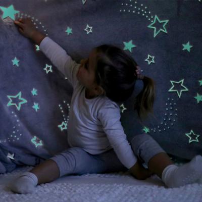 China Bliss Glow In Dark Flannel Sustainable Cozy Baby Throw Stars Unicorn Dinosaur Baby Blanket Kids Blanket for sale