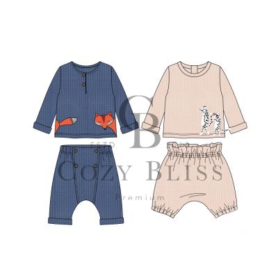 China Bliss Kids Pajama Sets Baby Sleep Wear Super Soft Comfortable Cartoon Printing Long Sleeve O-Neck T-Shirt for sale