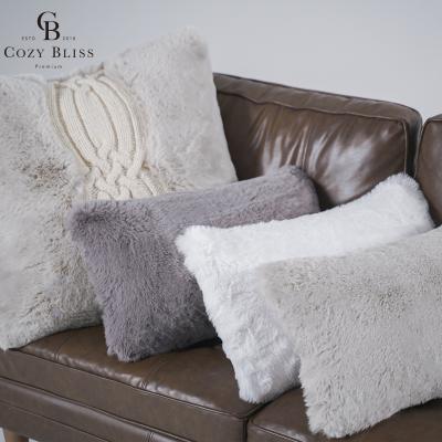 China Bliss Cable Knit Patch Faux Fur Anti-Static Cozy Decorative Pillow Cover For Home for sale