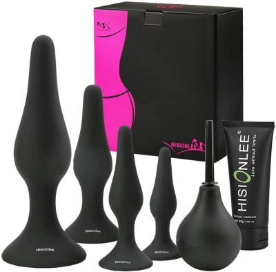 China 6pc Butt Plug Set With Lubricant Amazon Best Seller Hisionlee 6pc Silicone Butt Plug Set With 60ml Lubricant And Douch Enema Bulb Sensuality Anal Toys for sale