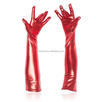 China Medical Examination Bondage Using Women's Elbow Length Synthetic Leather Examination Glove in Red for sale