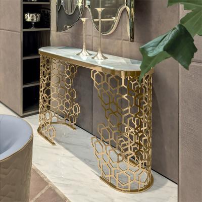 China Luxury Marble Top Console Table Living Room Furniture (Others) New Design Console Table Consolidated Bottom Adjustable Modern Marble Table Top Marble Top for sale