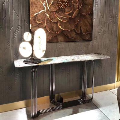 China (Other)Adjustable Modern Luxury Marble Top Diamond Mirrored Console Table Stainless Steel Hallway Entry Table With Mirror Set for sale