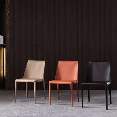 China September Super Promotion Extendable Dining Chair Modern Metal PU Leather Orange Dining Chairs Nordic Style Dining Chairs for sale