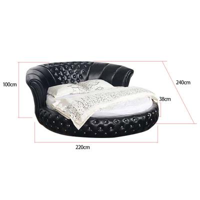 China Hot sale luxury queen large round letto circle bed double sofa bed frame leather upholstered leather bed for bedroom furniture for sale