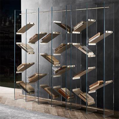 China Hot Selling Large Metal Shelf Adjustable Modern Luxury Gold Stainless Steel Shelves Stainless (Other) for sale