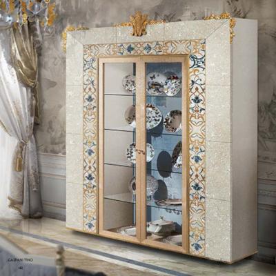 China (Others) September OEM Adjustable Shell Parquet Inlay 246 Super Exquisite Doors Showcases Cabinet Solid Wood Caveping Carved Glass Wine Cabinet for sale