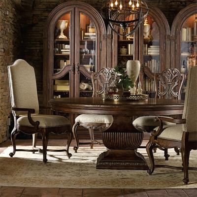 China (Other) September Promotion Super Adjustable Hand-carved Dining Room Furniture Luxury Dining Table Wood Chairs 6 With Dininng Table for sale