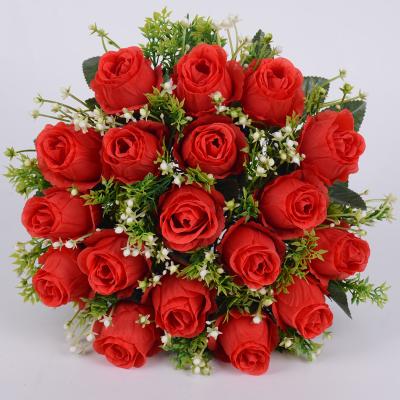 China decorative flowers & SZ299 HotSale Amazon Garlands Faux Flower Silk Wedding Bouquets Bulk Artificial Flowers 18 Heads Rose Bouquet Flower For Home Decoration for sale