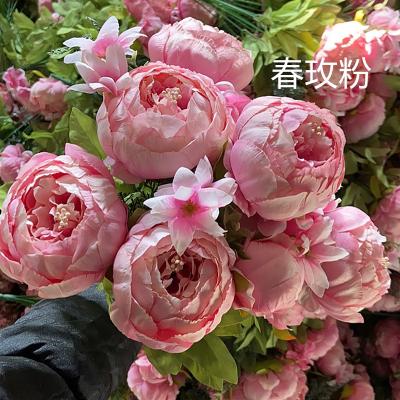 China decorative flowers & Braids SZ04288 Artificial Peony Peony Bouquet Flowers Silk Handmade Flower 13 Heads Bouquet For Home Wedding for sale