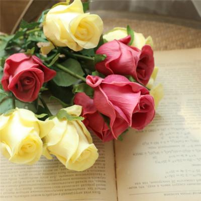 China Wedding Event Party Wholesale Home Decor H05081 Rose Artificial Flower PU High Quality Touch Real Rose Artificial Flower For Decor for sale