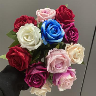 China L06031 Party Wedding Silk Velvet Rose Flowers Artificial Fake Home Red White Pink Decor Party Roses Flowers for sale