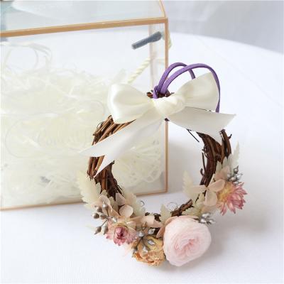 China SZ304 Boho Garland Artificial Pampas Grass Preserved Floral Wedding Natural Dry Pampas Grass Dried Flower Decorative Garland for sale