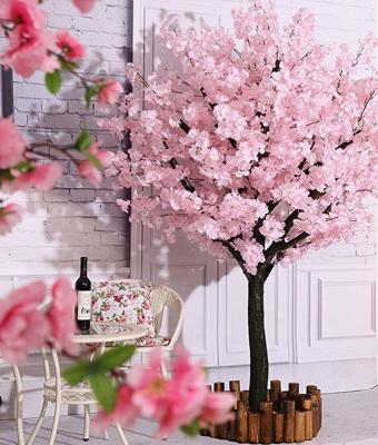 China Fashional Big Fake Trunk Fake Sakura Tree Centerpiece Pink Plastic Floral Silk Handmade Wholesale Cherry Blossoms For Wedding Decor for sale