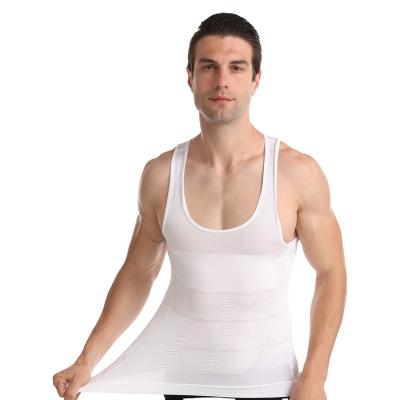 China Antibacterial Men's Compression Shirt Belly Slimming Body Shaper Waist Trainer Vest Sleeveless Zipper Knit Tank Top For Stomach for sale