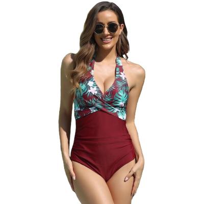 China Ethnic African Vintage Bikini Solid Colors Plus Size Print Rib Cover Up Swimsuithot Beach Fat Girls One Piece Swimwear for sale