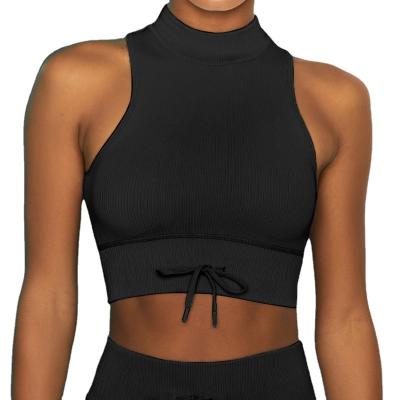 China Breathable Seamless Knitted Front Bra Fitness I-Shape Underwear Sports Zipper Vest Yoga Back U-Neck Running Bra for sale