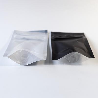 China One Barrier Customized Shiny Black Clear Side Window Pouch With Flat Bottom Plastic Bags for sale