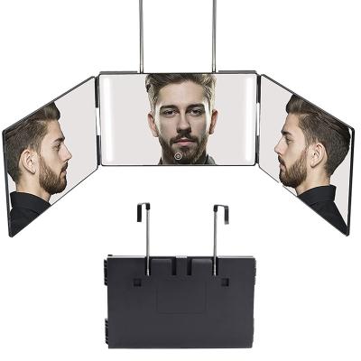 China Lighted Makeup Mirror Folding Mirror Desk Accent Three-Folding Bracket Mirror for sale