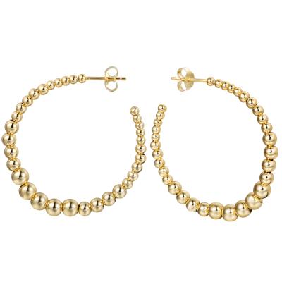 China environmental & polish fashionable hoop top gold plated beaded 925 sterling silver hoop women cc earrings for sale